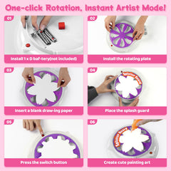 Make It Super Spin Art Machine Kit paint brush enables special effects.