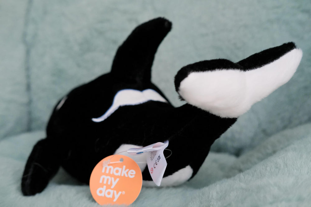 Make My Day orca plush invites cozy snuggle time during bedtime routines.