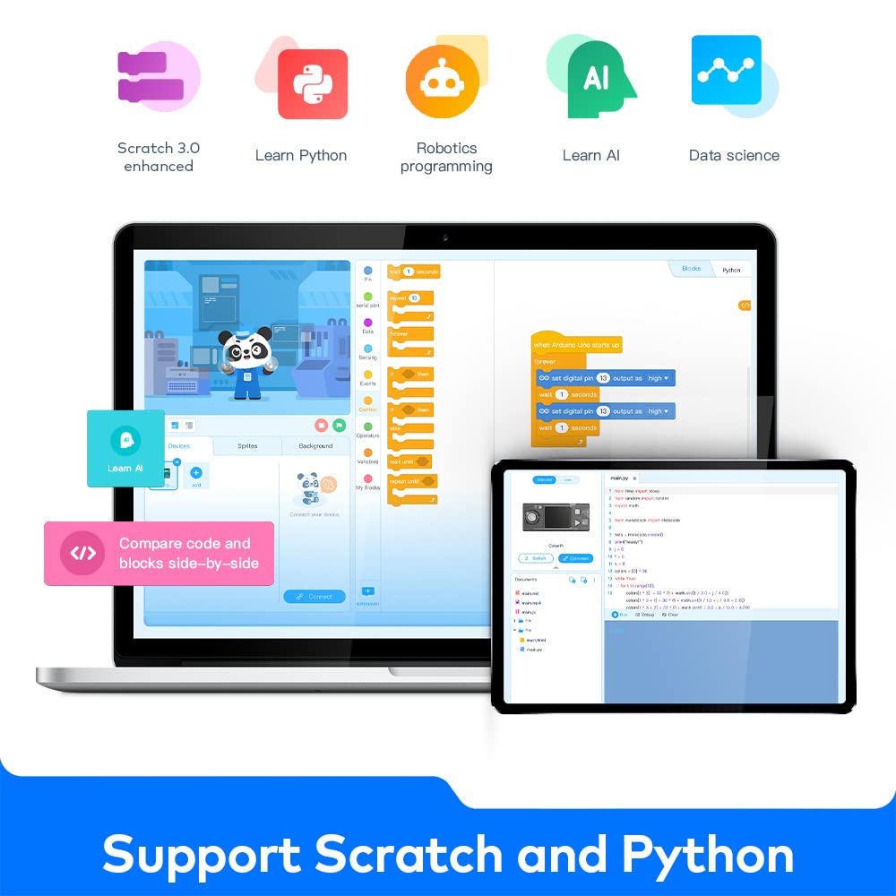 Makeblock CyberPi lesson curriculum offering 37 guided activities for structured progress.