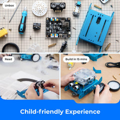 Makeblock mBot assembly in progress captures tangible robotics learning in action