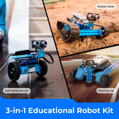 Makeblock mBot Ranger dashing-raptor racing across a smooth floor