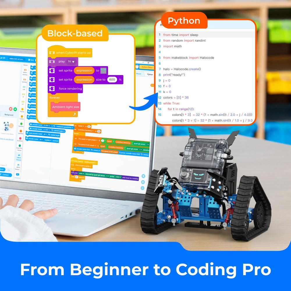 Makeblock mBot2 Rover customization sparks creativity during play.