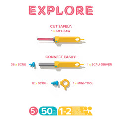 Makedo Explore 50-piece set used for classroom projects and group STEM activities.