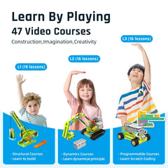 Robot Master kit with motors and sensors made from safe ABS plastic.