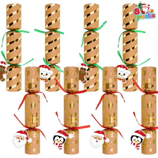 Malhaii 8-pack Christmas crackers with prizes inside for festive tables