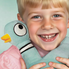 Malvjun pigeon plush close-up highlights soft plush fabric.
