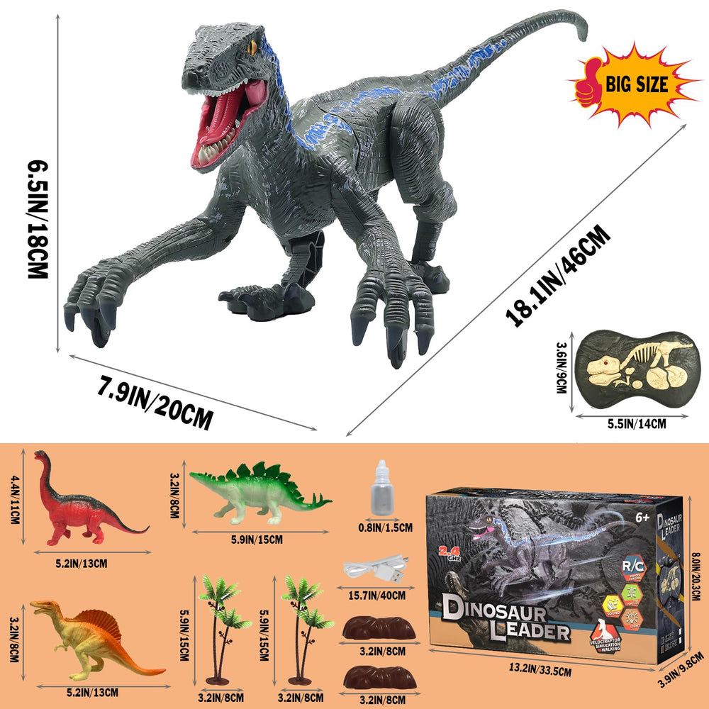 MAMABOO RC dinosaur roaring with lights enhances immersive Jurassic adventures.