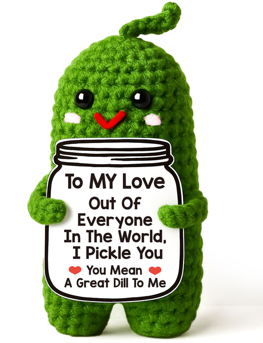 MAMAGIFTREE valentine pickle doll plush, ideal for romantic gifts and keepsakes.