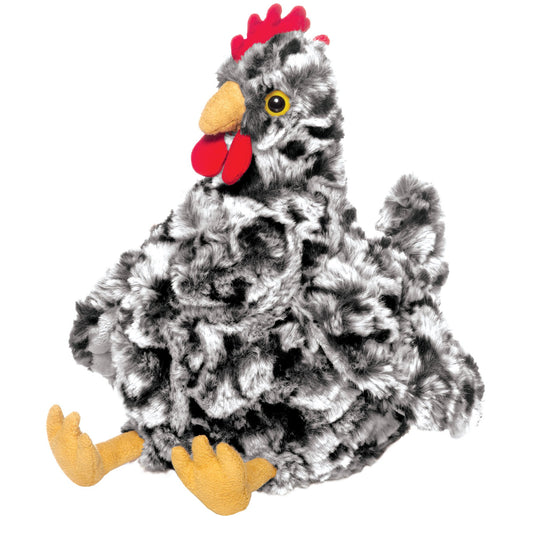 Manhattan Toy Henley chicken head close-up with suede-like beak for cozy play.