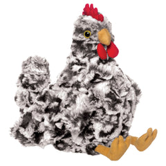 Manhattan Toy Henley chicken in a sitting pose with weighted bottom for stable display.