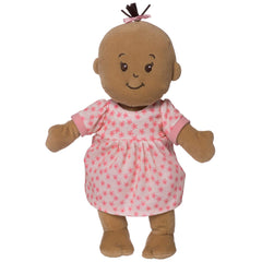Wee Baby Stella beige dress detail shows floral print and pink trim