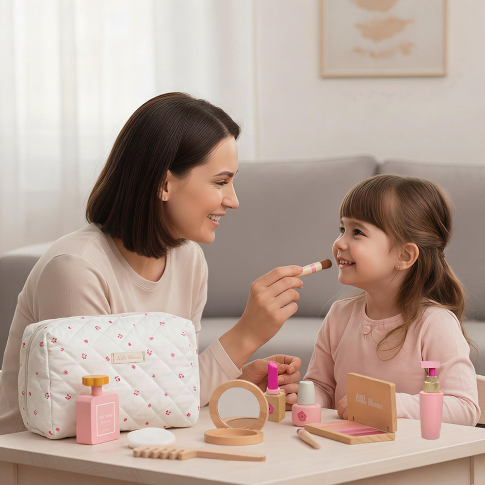 ManManLine wooden lipstick for safe, pretend beauty play.