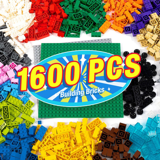 MANNIDOO 1600-piece bricks kit for open-ended building and imaginative play