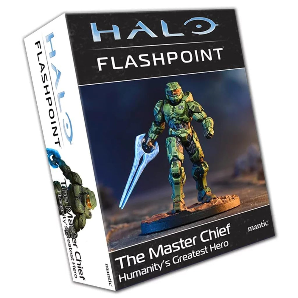 Mantic Master Chief with energy sword in action pose for tabletop battles.