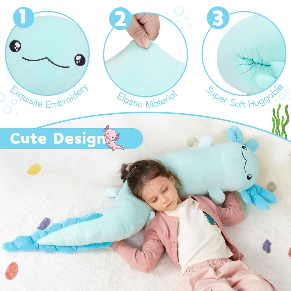 MaoGoLan axolotl embroidery eyes plush pillow with a cute, friendly look.