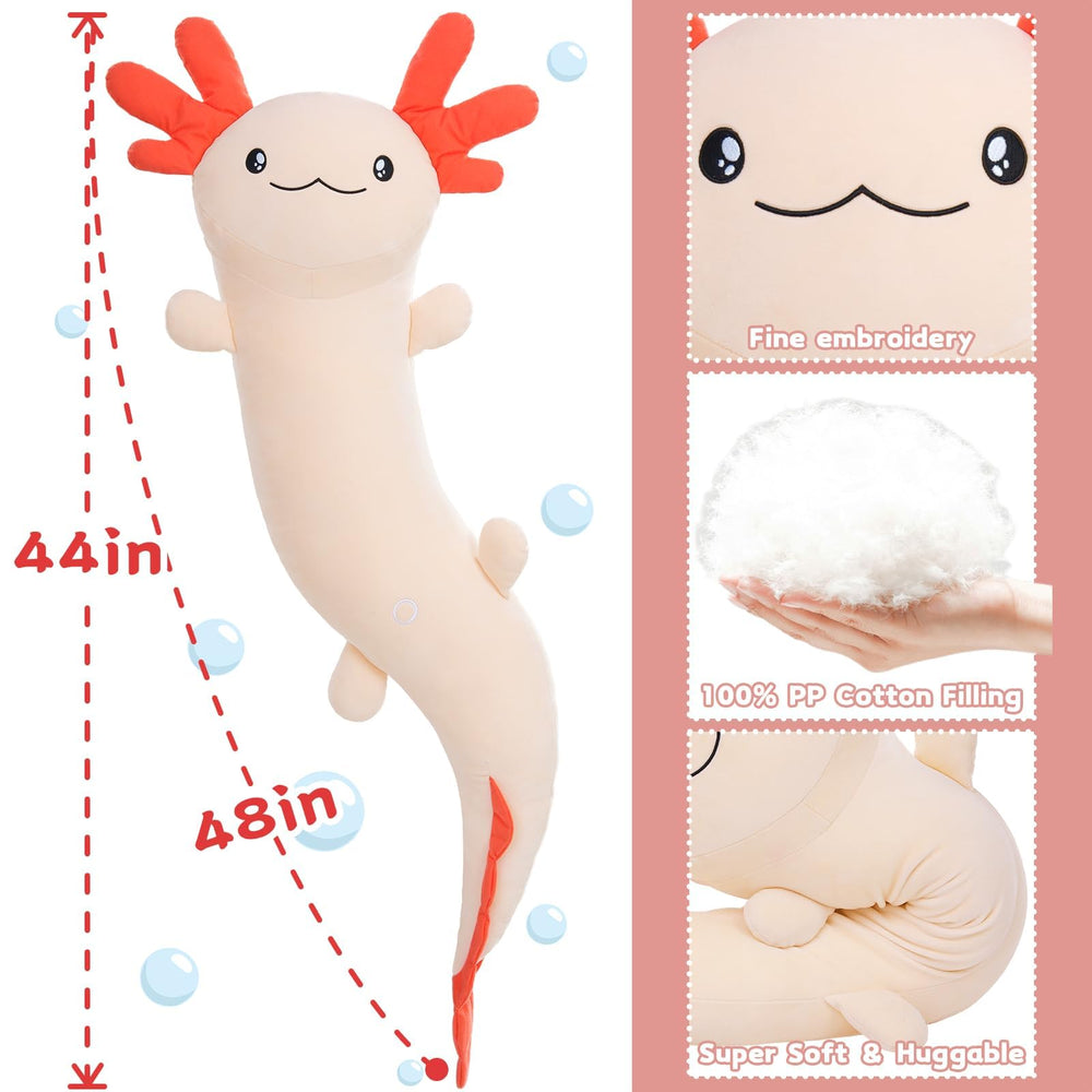 MaoGoLan axolotl pillow closeup face showing soft texture and embroidery
