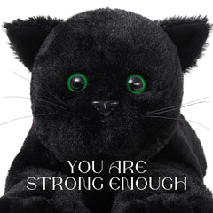 MaoGoLan black cat plush in living room decor adds whimsy.