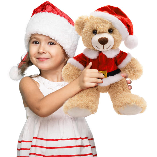 MaoGoLan Christmas teddy bear 14in with Santa hat for festive display
