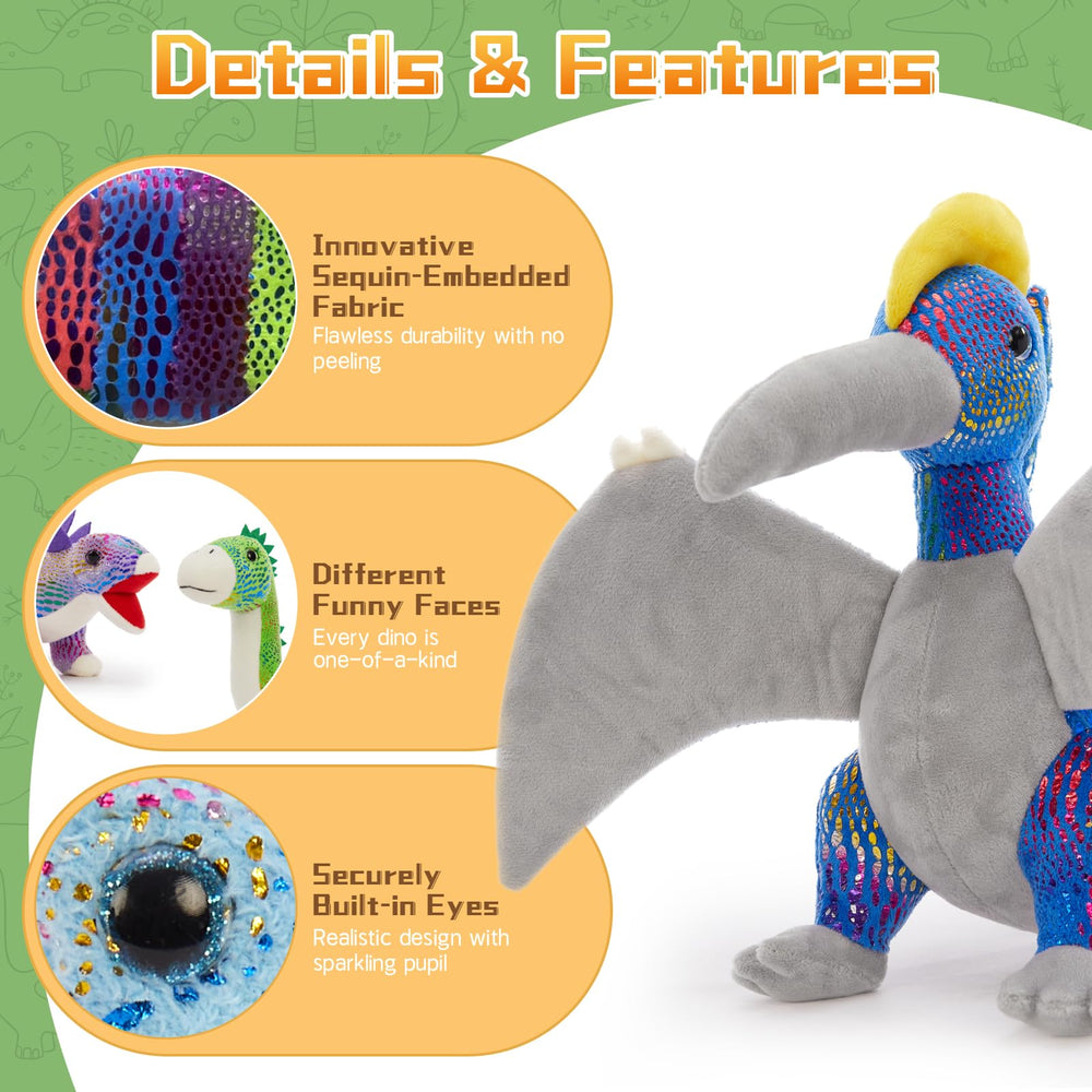 MaoGoLan Brachiosaurus plush with sequins great for year-round decor and soft snuggles.