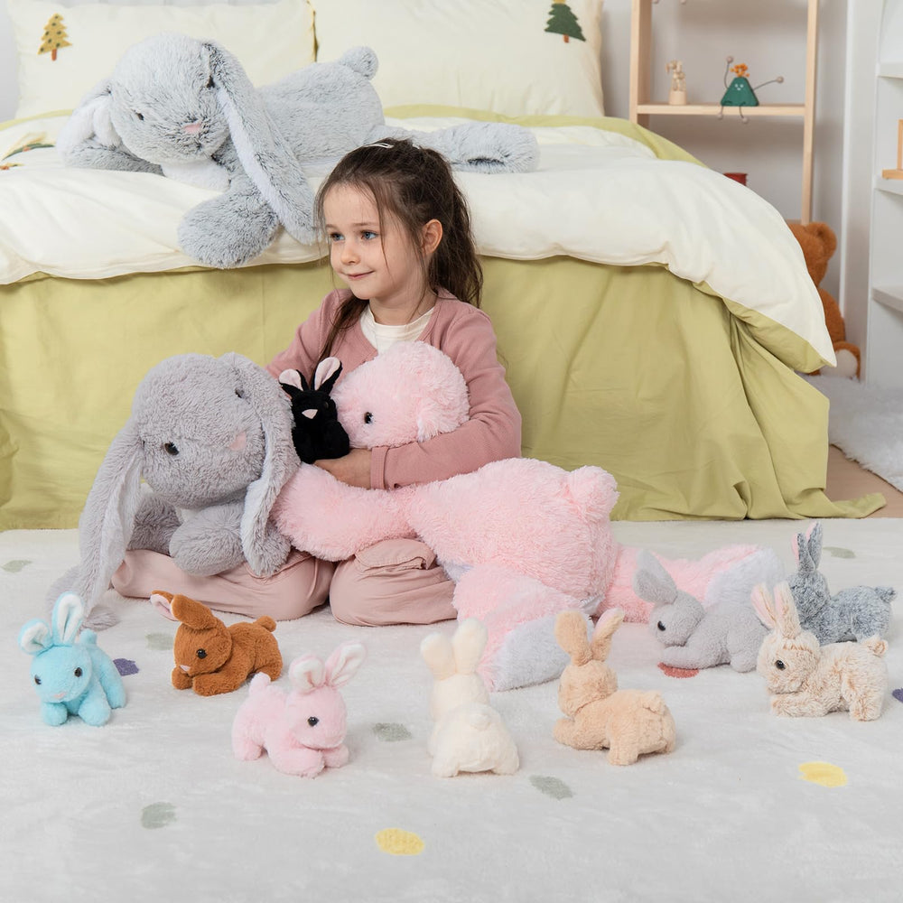 MaoGoLan bunny plush in a kid's bedroom for cozy playtime