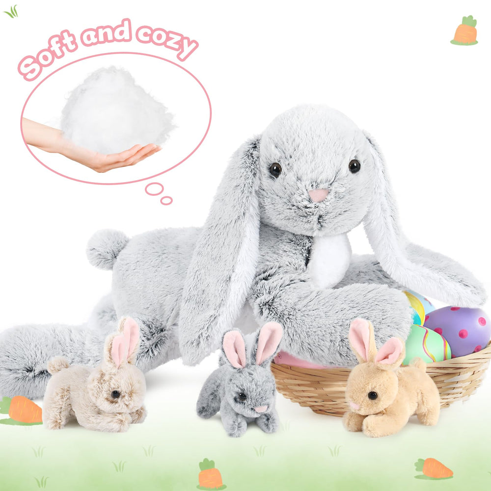 MaoGoLan Easter bunny with three babies inside, delightful surprise for imaginative play