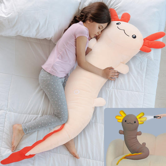 MaoGoLan giant axolotl plush pink full-body view for cuddling and decor