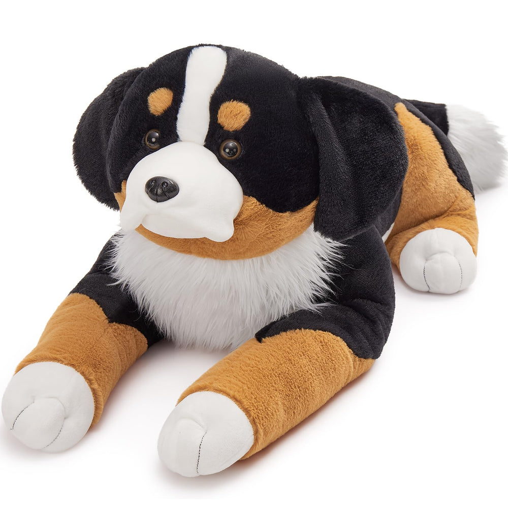 MaoGoLan giant Bernese mountain dog plush, front view, perfect cuddle buddy for cozy rooms