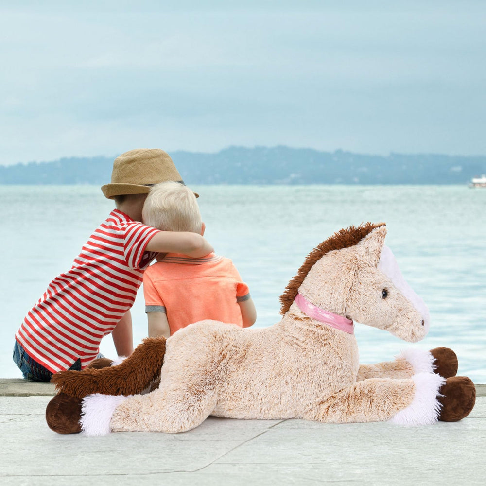 MaoGoLan easy-care horse plush with removable inner filling cover for cleaning.