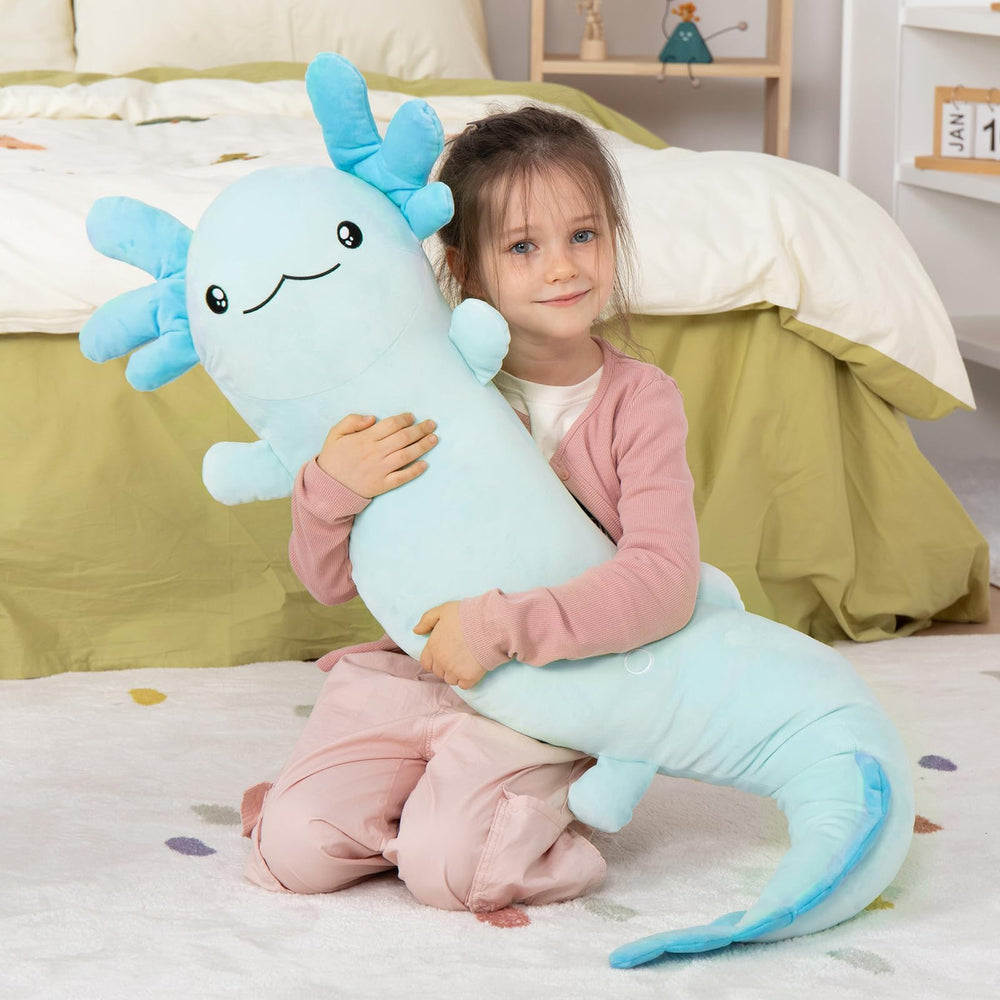 MaoGoLan glow-in-the-dark axolotl plush glows after light exposure for magical nighttime ambience.