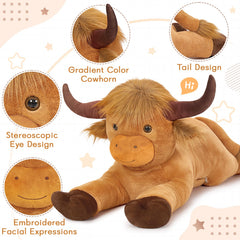 MaoGoLan Highland Cow 41inch bedroom decor, charming focal point for kids' rooms.