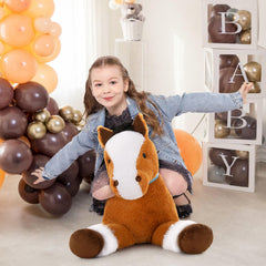 MaoGoLan large horse plush easy care with belly zipper for washing.