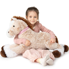 MaoGoLan large horse plush front view, ride-ready and cuddly for kids