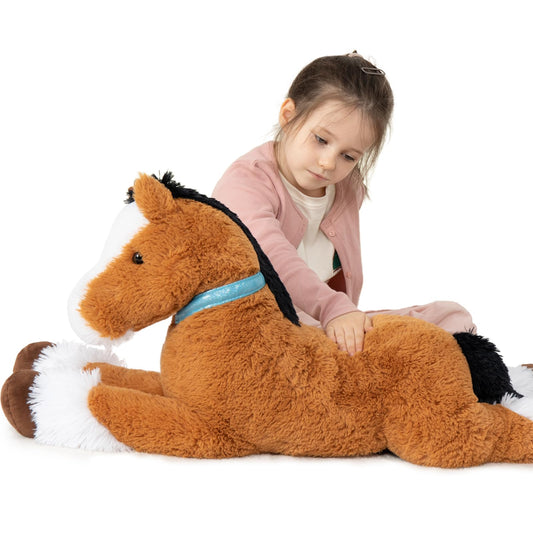 MaoGoLan large horse stuffed animal front view, cozy cuddle buddy for playtime.