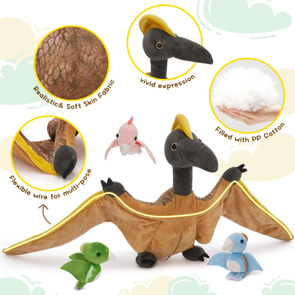 MaoGoLan mama pterodactyl opens belly to reveal three baby dinos.