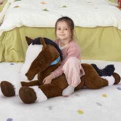 MaoGoLan rideable horse with blue rein supports active pretend play and storytelling.