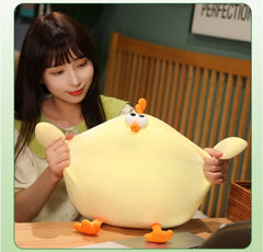 Maomoto yellow chicken neck pillow closeup highlights soft plush fabric.