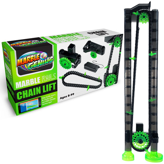 Marble Genius add-on automatic chain lift enhances marble speed and elevation.