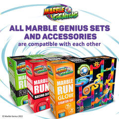Marble Genius Compatibility with accessories image emphasizes expandable STEM play options.