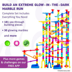 Marble Genius elevator feature expands track height for creative builds.