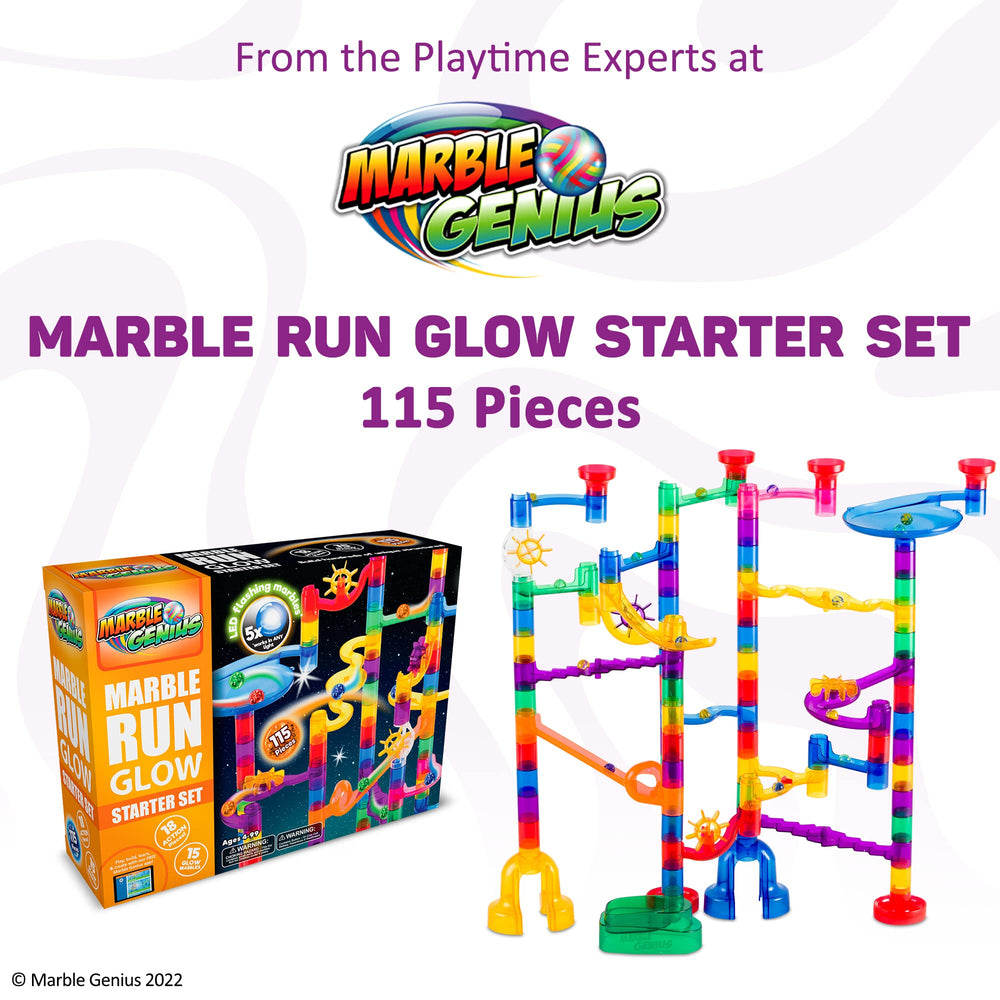 Marble Genius Glow Marbles motion-activated close-up shows lights that engage kids during play.
