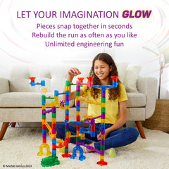 Light-activated marbles create interactive glow moments on the Marble Genius setup.