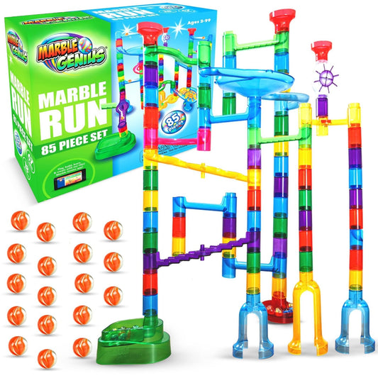 Marble Genius Marble Run Explorer Set packaging highlights contents for gift inspiration.