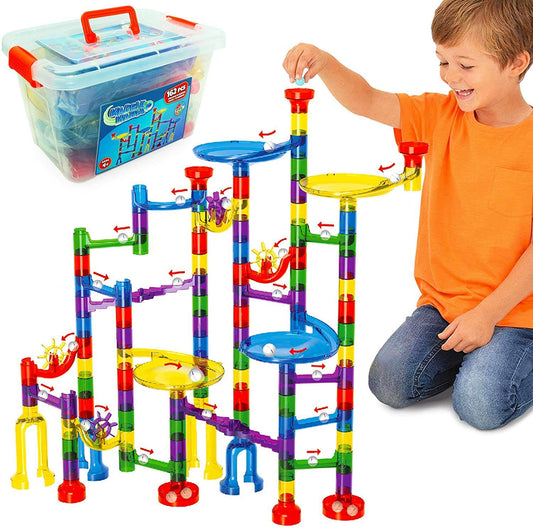 Marble Mania 162-piece marble run setup for creative play and learning.