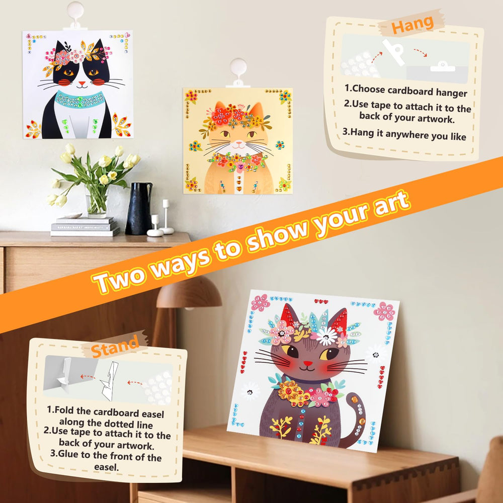 Marlrin Cat-themed Craft Kit for girls 6-8 with easy, mess-free activities.