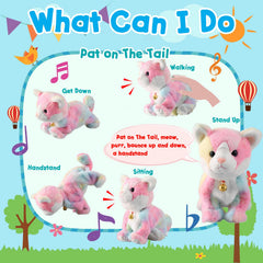 Marsjoy Colorful Robot Cat plush tail touch interaction, showcasing responsive play