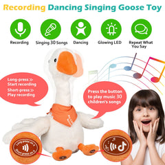 Marsjoy goose sings with bright LED effects for a playful musical moment.