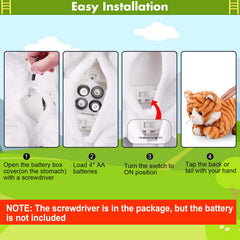 Marsjoy Pattern Yellow Plush Cat movements displays eight actions for interactive fun
