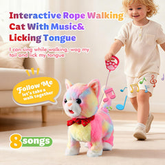 Marsjoy Rainbow Walking Cat Toy meowing mode invites verbal interaction.