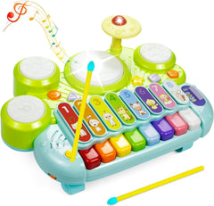 Marstone 3-in-1 toy showing colorful piano keys and drums for color learning