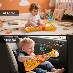 Marstone flashing lights and melodies stimulate sensory development.